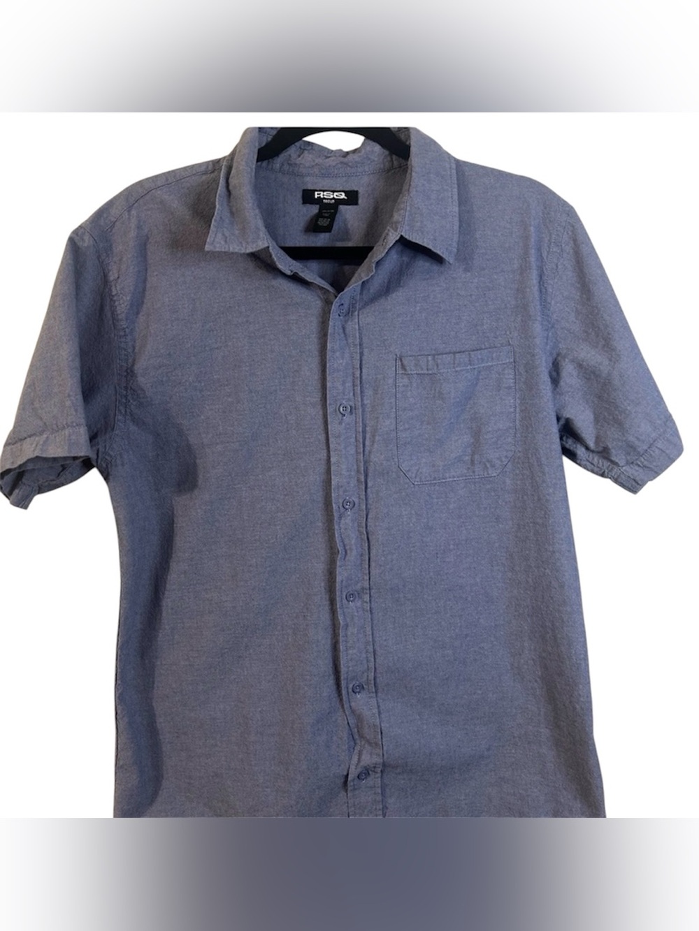 RSQ Casual Blue Button Down Mens Shirt Casual Beachy Nerd Outing Date‎ Medium